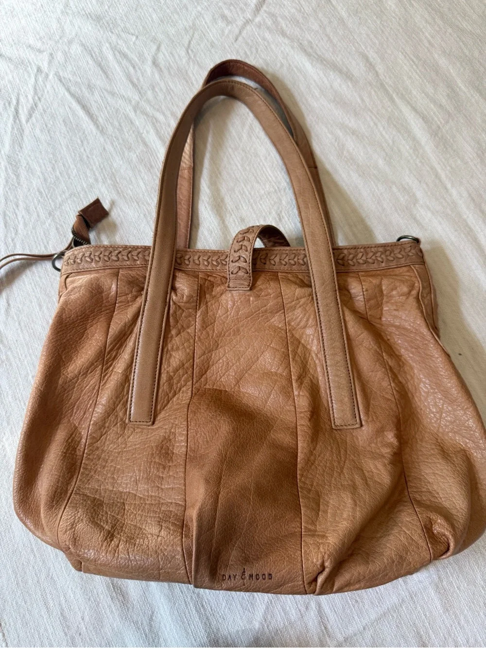 Day & Mood Leather Tassel Slouchy Boho Hobo Shoulder Bag Purse in Tan